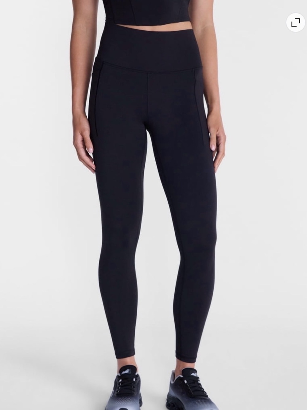 Avia Women’s High Waisted Athletic Ankle Leggings Side Pockets Black XL 16-18